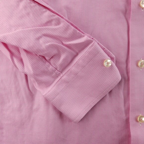 Eton 16.5 Cotton Classic Check Convertible Cuff Pink Button Up Men Long Sleeve - Picture 4 of 16